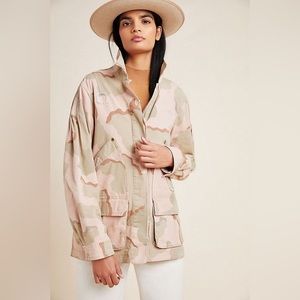 Anthropology Lida Utility Jacket Distressing Detail Pink Camo